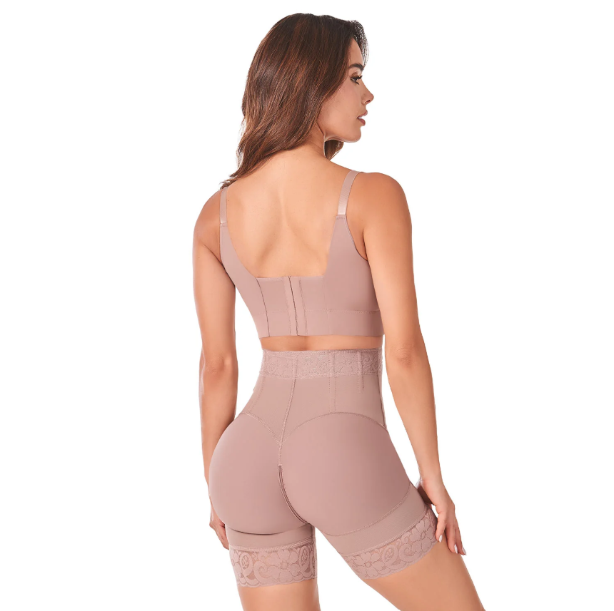 Stahovací šortky s vysokým pasem a butt lifterem Hourglass